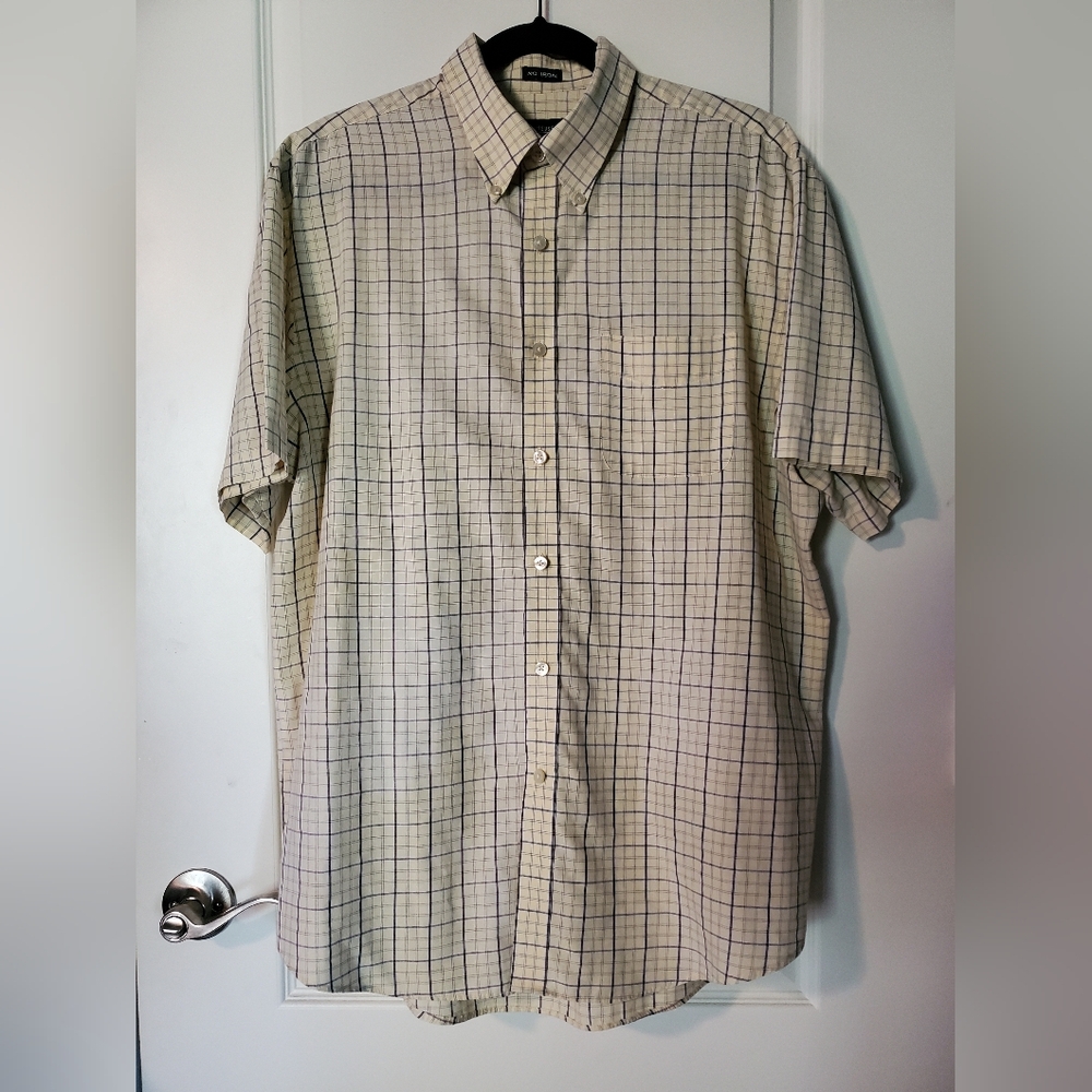 Van Heusen yellow and blue plaid short sleeve button down